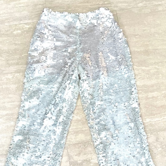 ILA Glide Sequin Silver Straight Trousers - Picture 6 of 13